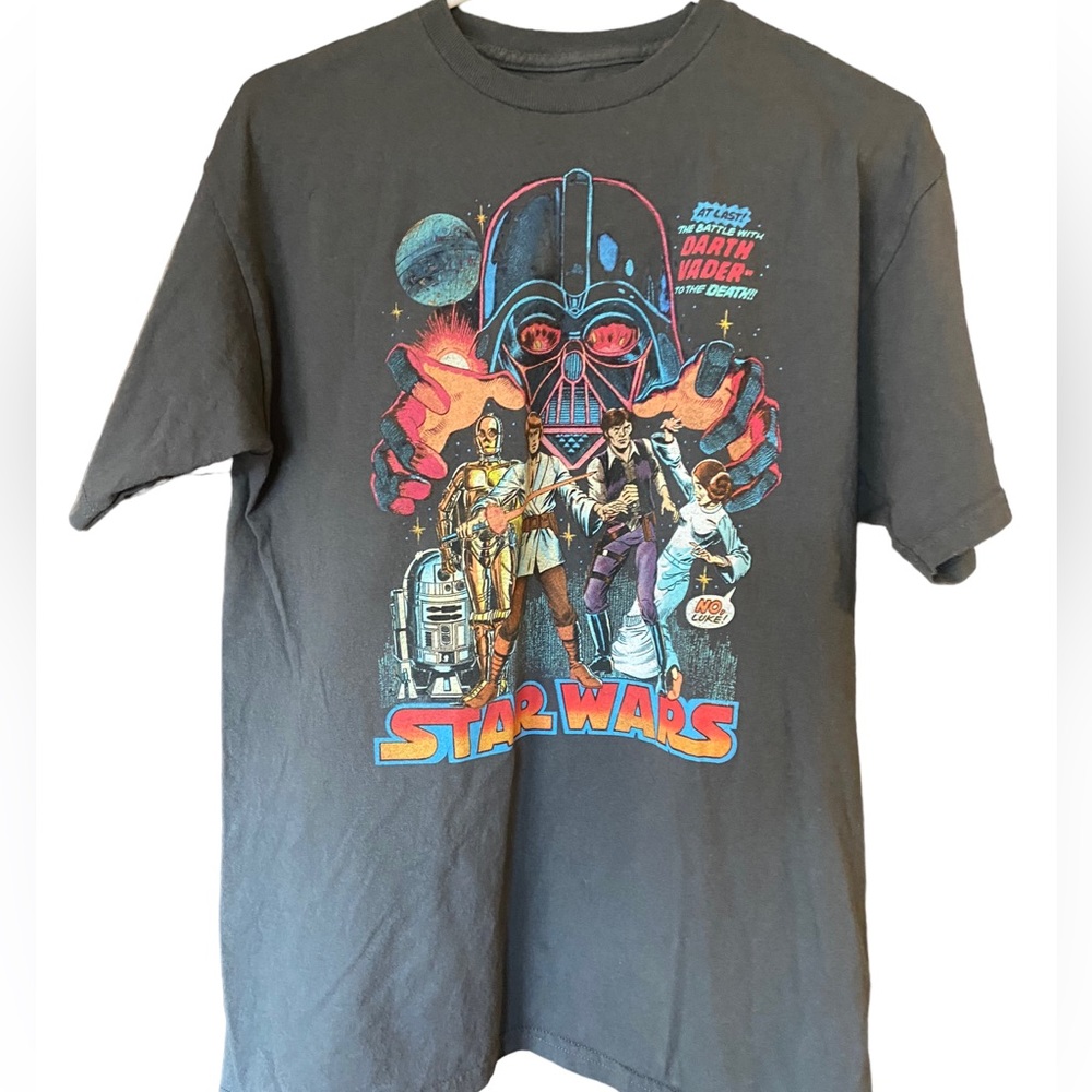 Retro Gray STAR WARS Mad Engine Comic Art Men’s Gray M T-Shirt DARTH VADER